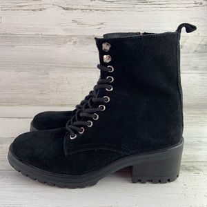 STEVE MADDEN Cloat Black Suede Combat Boots 8M